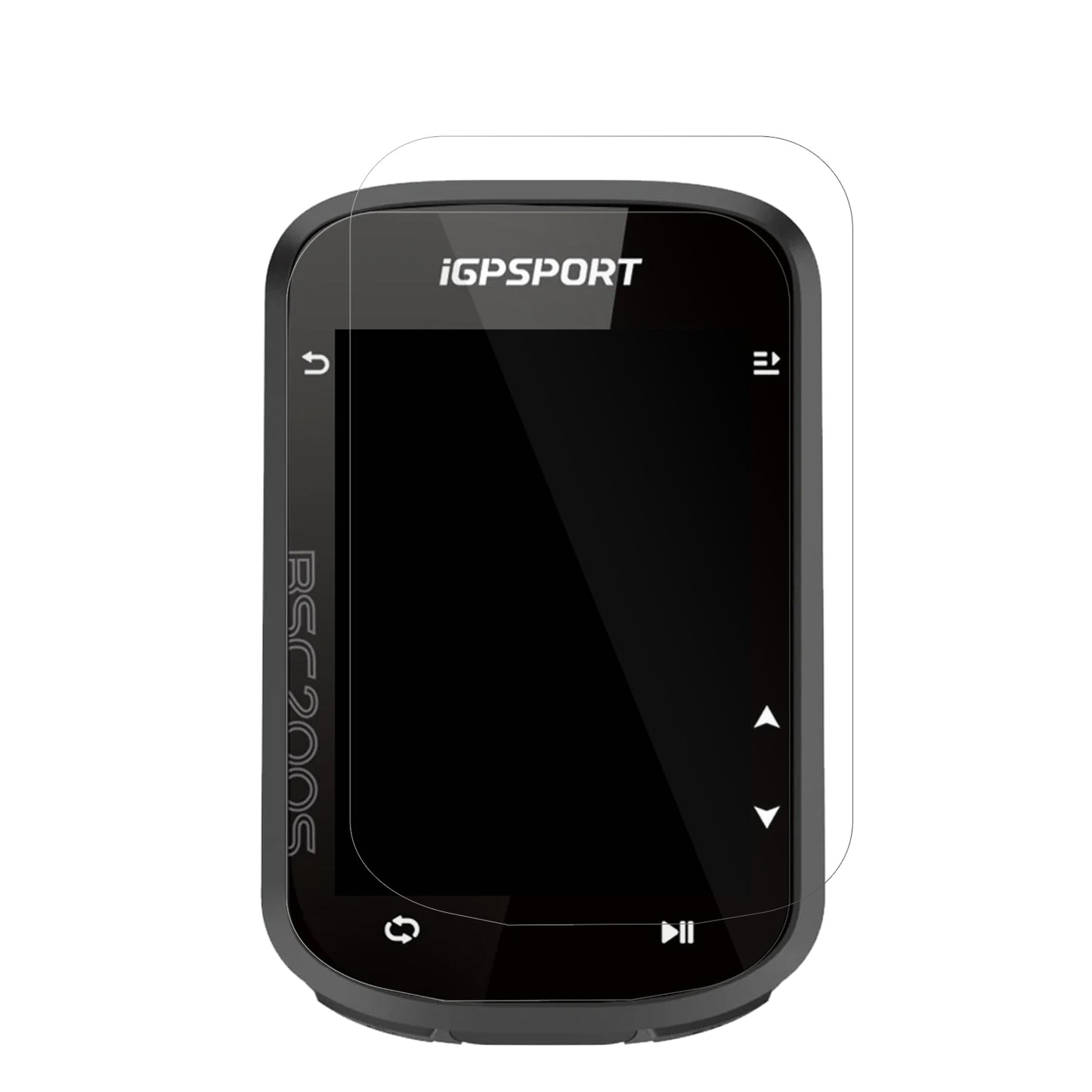 iGPSportBSC200s mit aufgebrachter dipos Displayschutzfolie, glasklare Darstellung ohne Einschränkungen