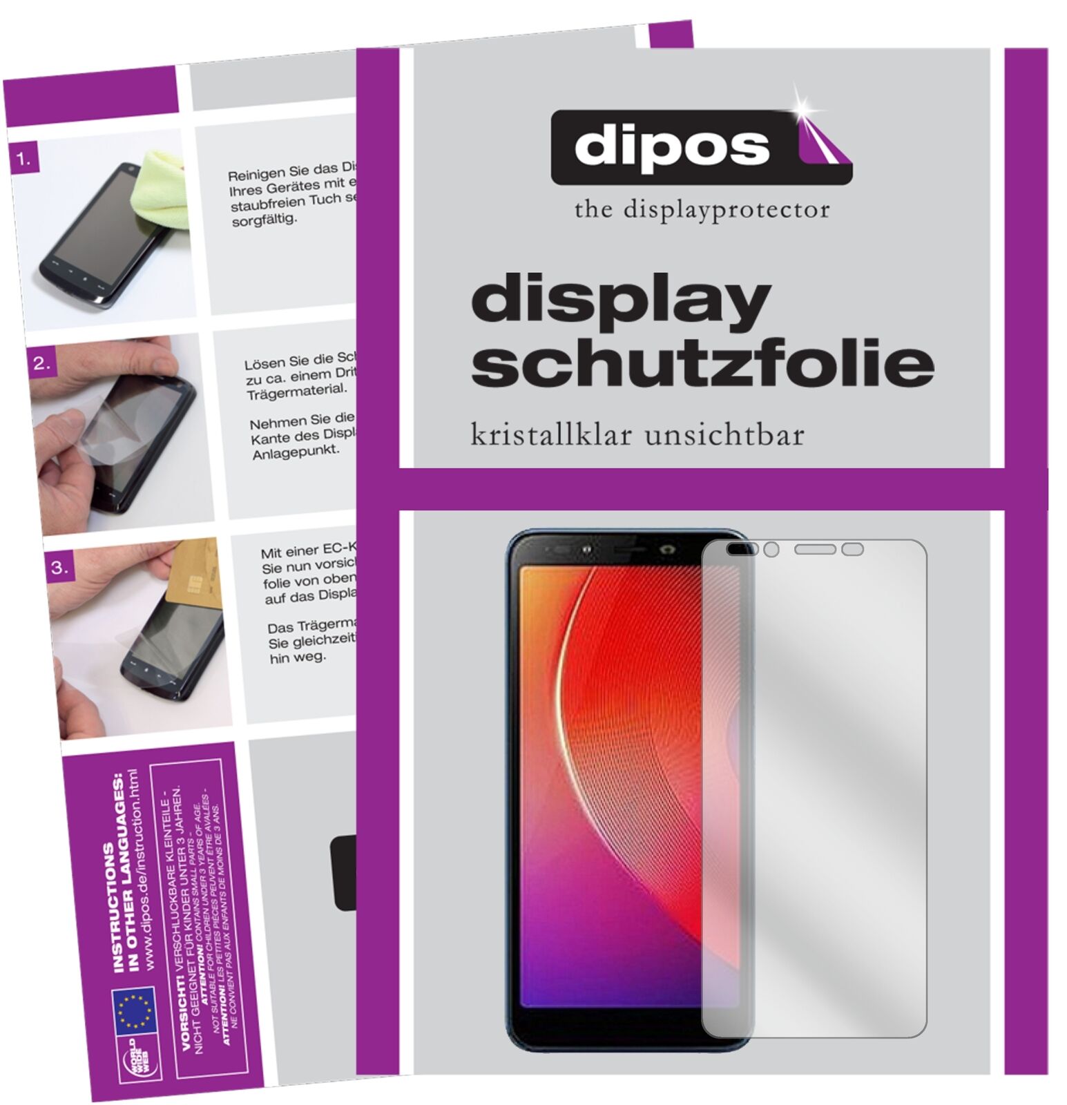 InfinixSmart 2 Pro mit aufgebrachter dipos Displayschutzfolie, glasklare Darstellung ohne Einschränkungen