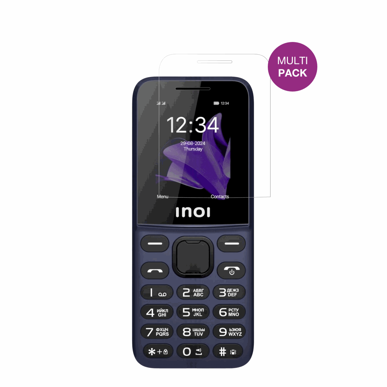 INOI101 Classic mit aufgebrachter dipos Displayschutzfolie, glasklare Darstellung ohne Einschränkungen
