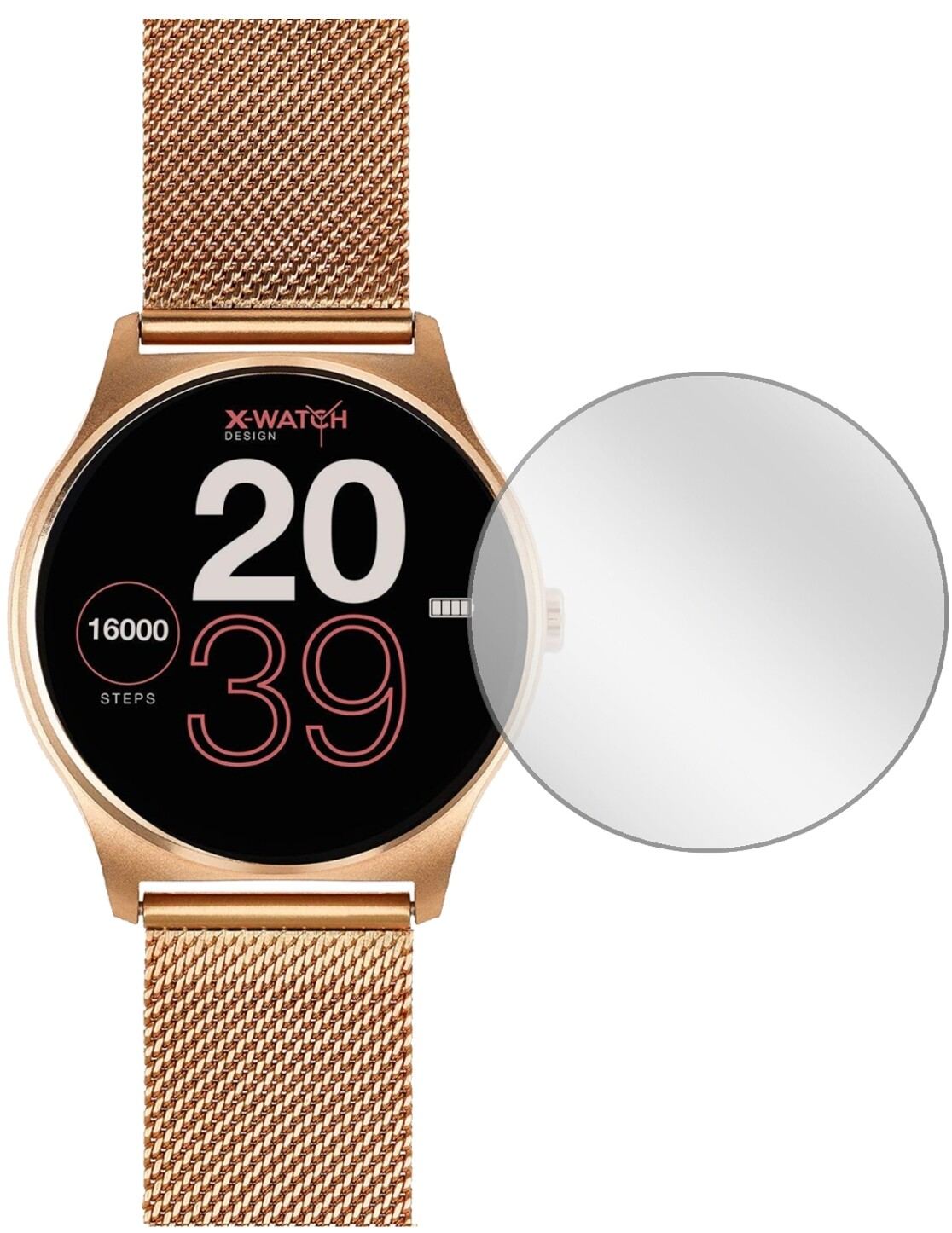 JoliXW Pro Smartwatch mit aufgebrachter dipos Displayschutzfolie, glasklare Darstellung ohne Einschränkungen