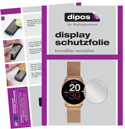 JoliXW Pro Smartwatch mit aufgebrachter dipos Displayschutzfolie, glasklare Darstellung ohne Einschränkungen