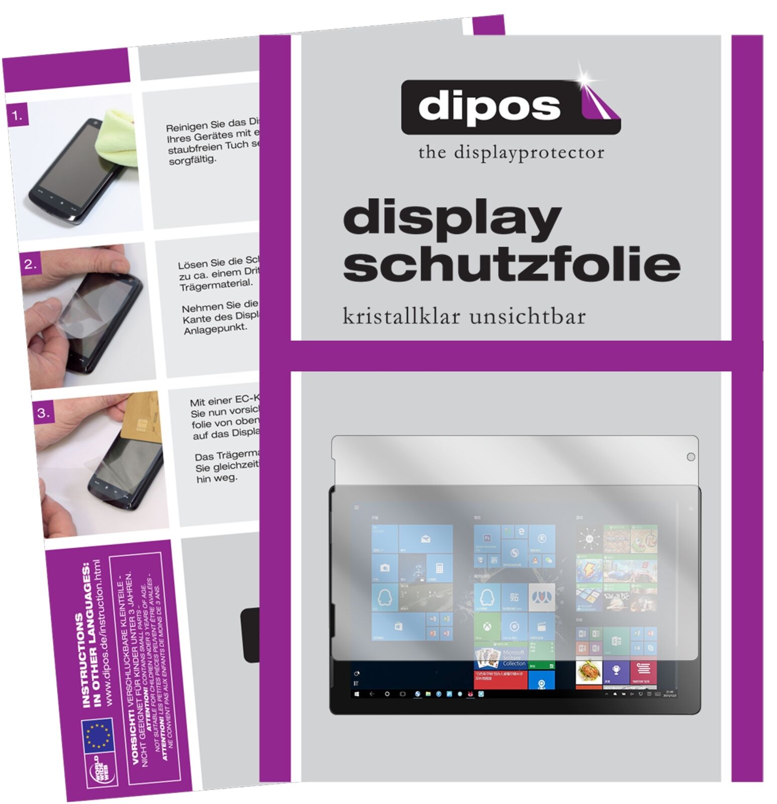 JumperEzpad 7S mit aufgebrachter dipos Displayschutzfolie, glasklare Darstellung ohne Einschränkungen