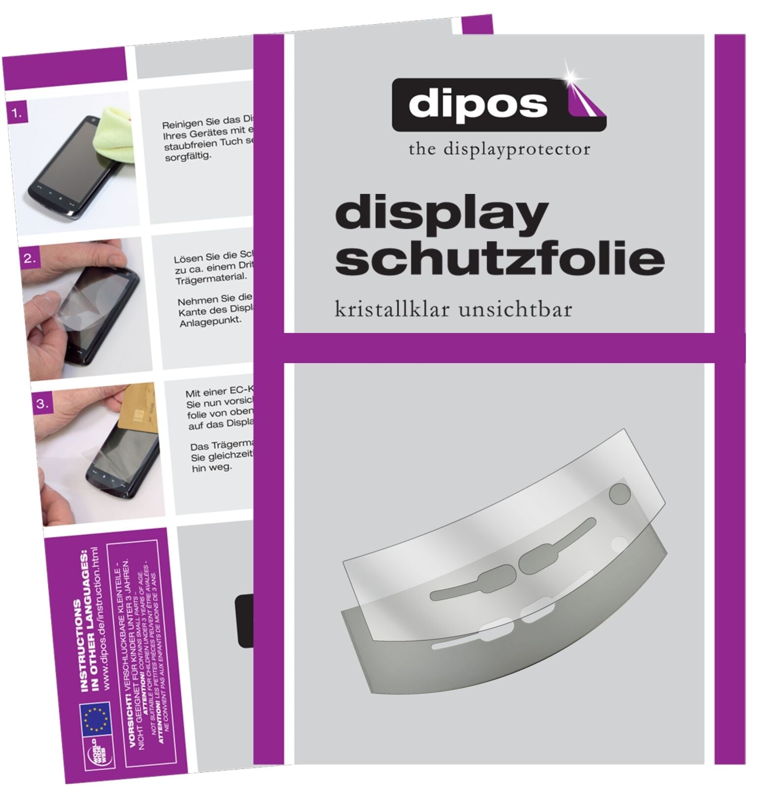 JuraJ5 Tropfblech mit aufgebrachter dipos Displayschutzfolie, glasklare Darstellung ohne Einschränkungen