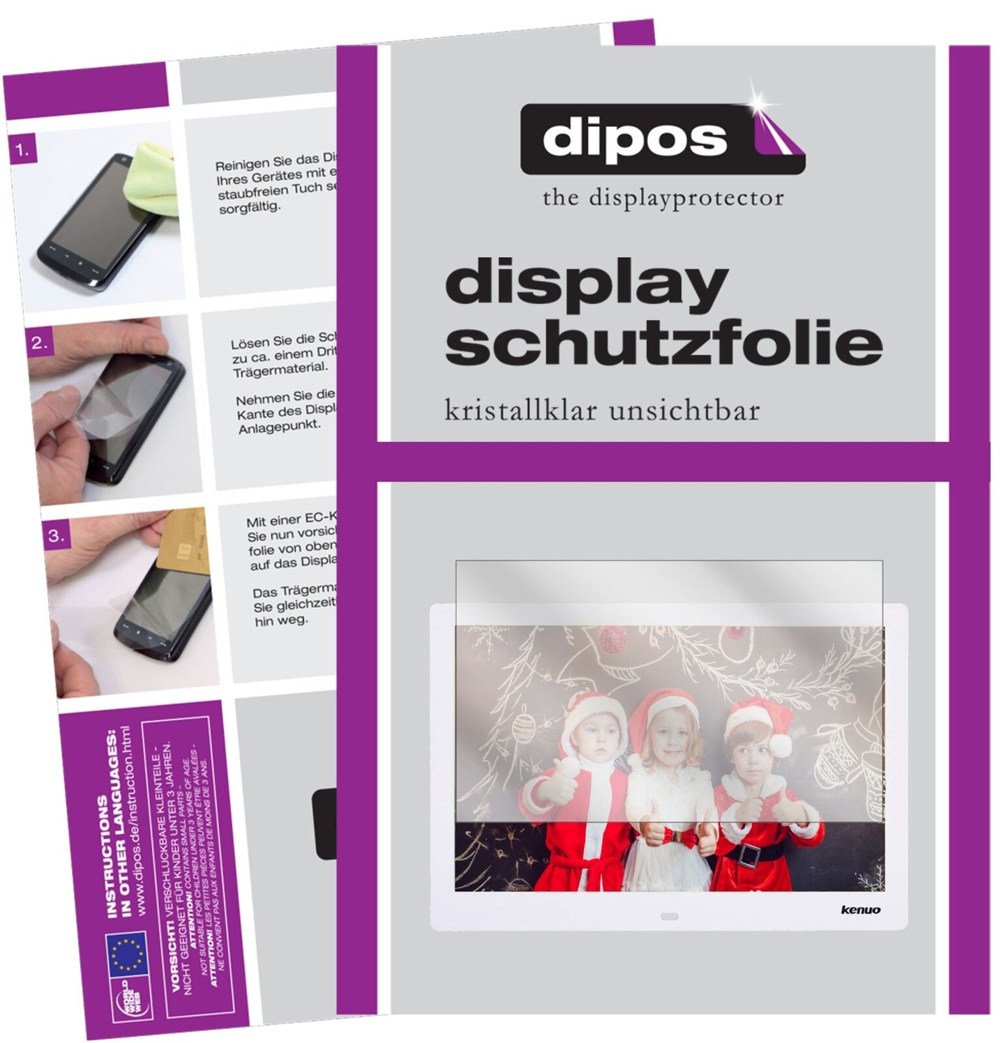 Kenuo13.3 Zoll mit aufgebrachter dipos Displayschutzfolie, glasklare Darstellung ohne Einschränkungen