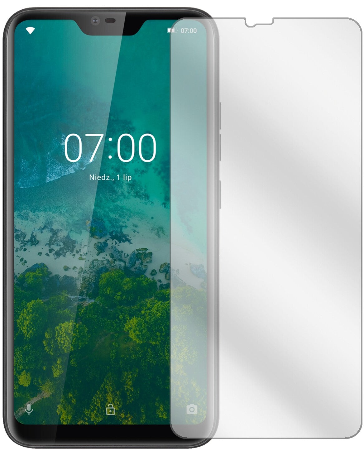 KrugerMatz Smartfon LIVE 7 mit aufgebrachter dipos Displayschutzfolie, glasklare Darstellung ohne Einschränkungen