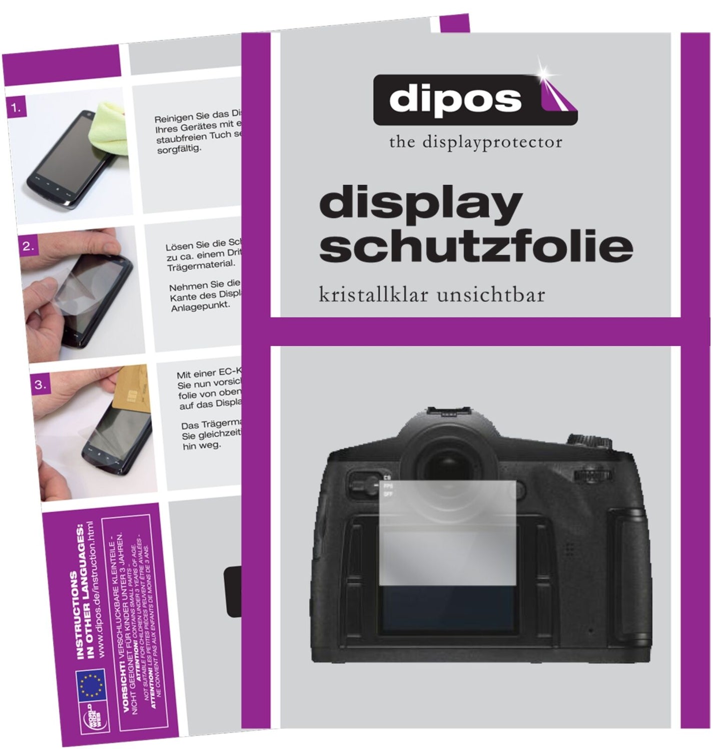 LeicaS3 mit aufgebrachter dipos Displayschutzfolie, glasklare Darstellung ohne Einschränkungen