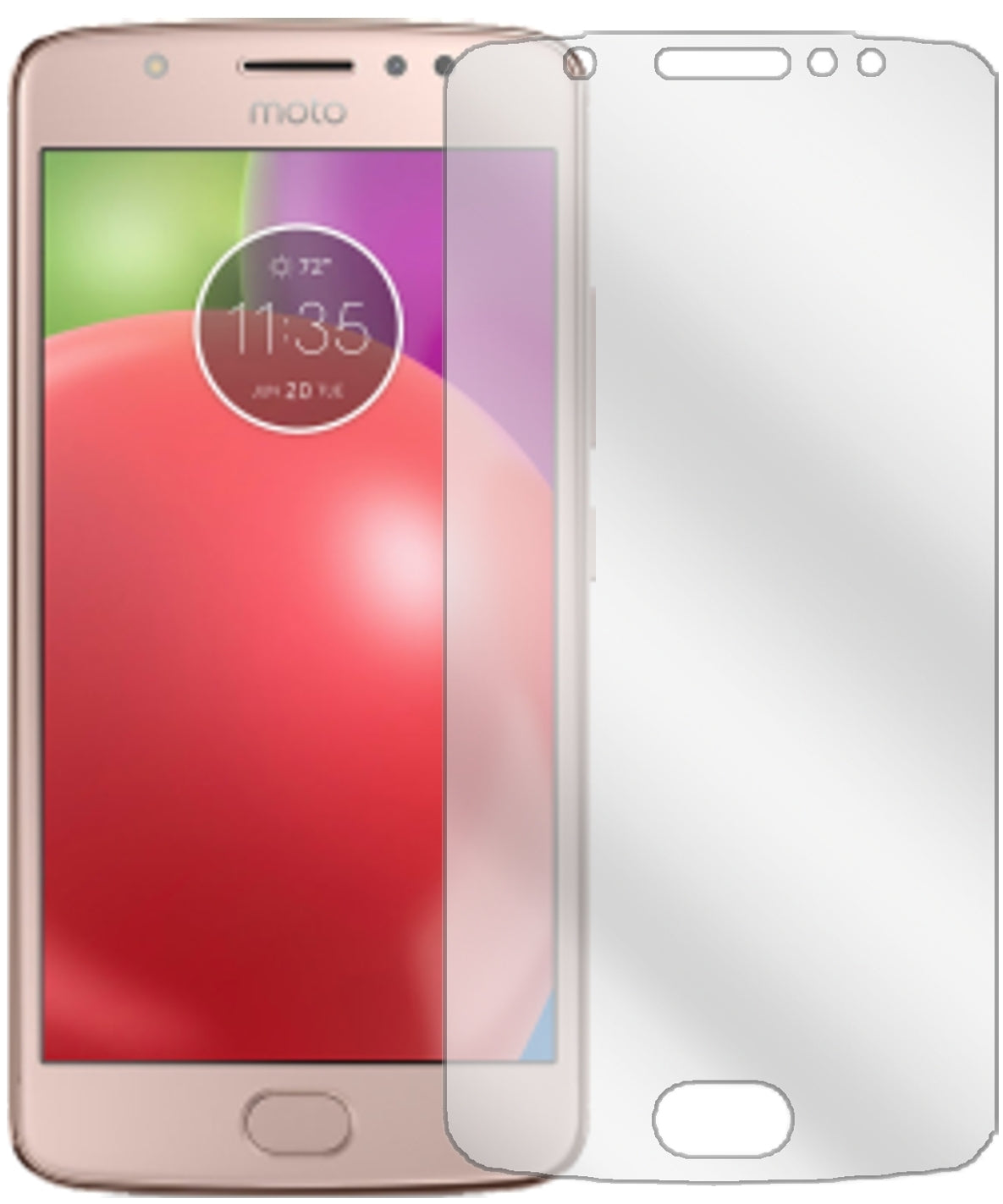 LenovoMoto E4 mit aufgebrachter dipos Displayschutzfolie, glasklare Darstellung ohne Einschränkungen