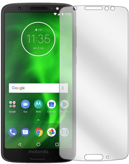 LenovoMoto G6 mit aufgebrachter dipos Displayschutzfolie, glasklare Darstellung ohne Einschränkungen