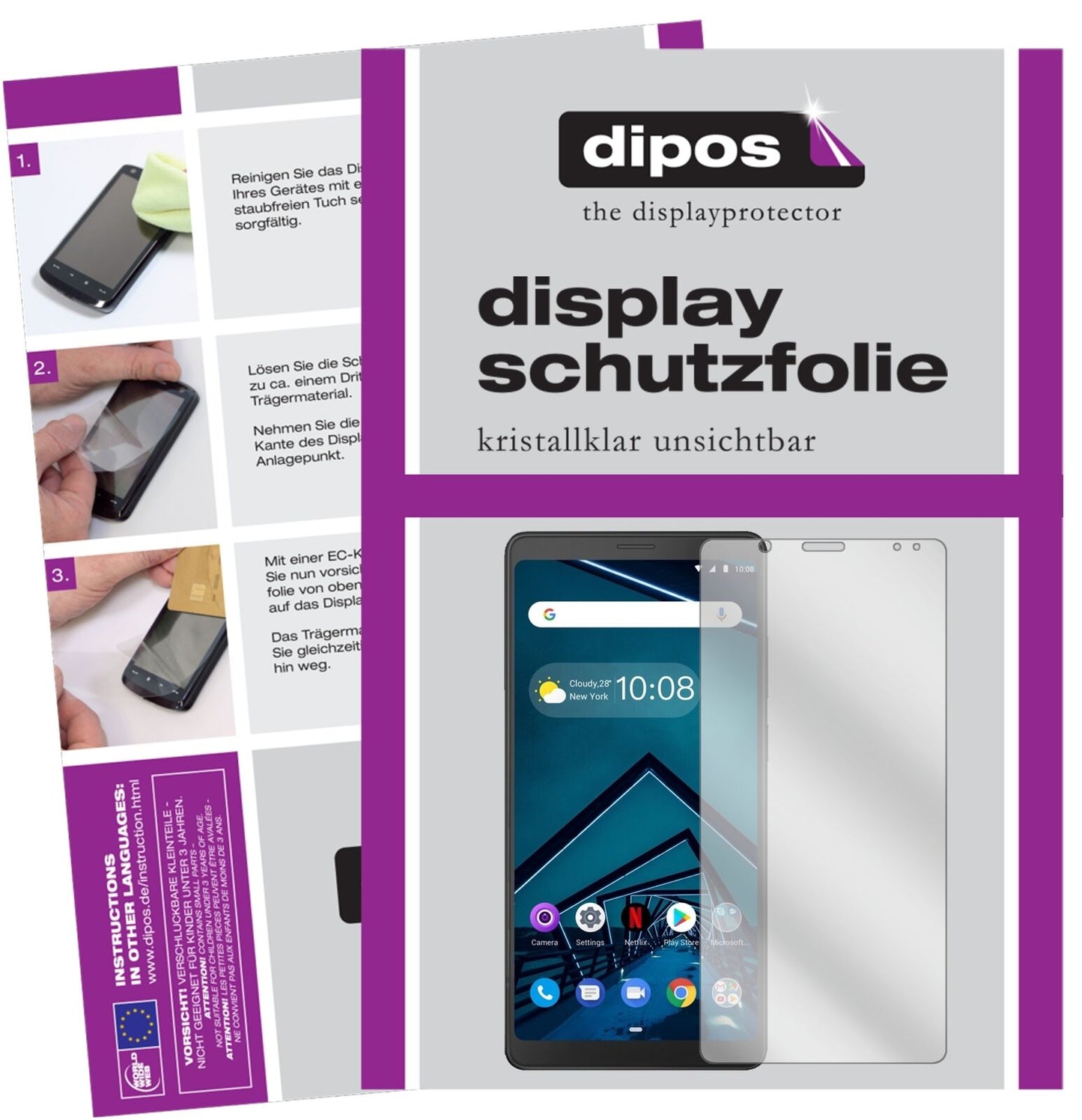 LenovoTab V7 mit aufgebrachter dipos Displayschutzfolie, glasklare Darstellung ohne Einschränkungen