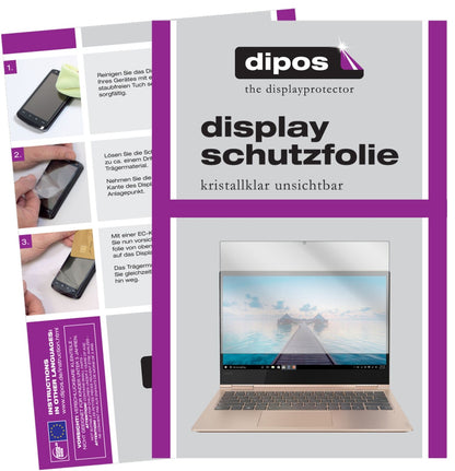 LenovoYoga 730-13IKB (13.3 Zoll) mit aufgebrachter dipos Displayschutzfolie, glasklare Darstellung ohne Einschränkungen