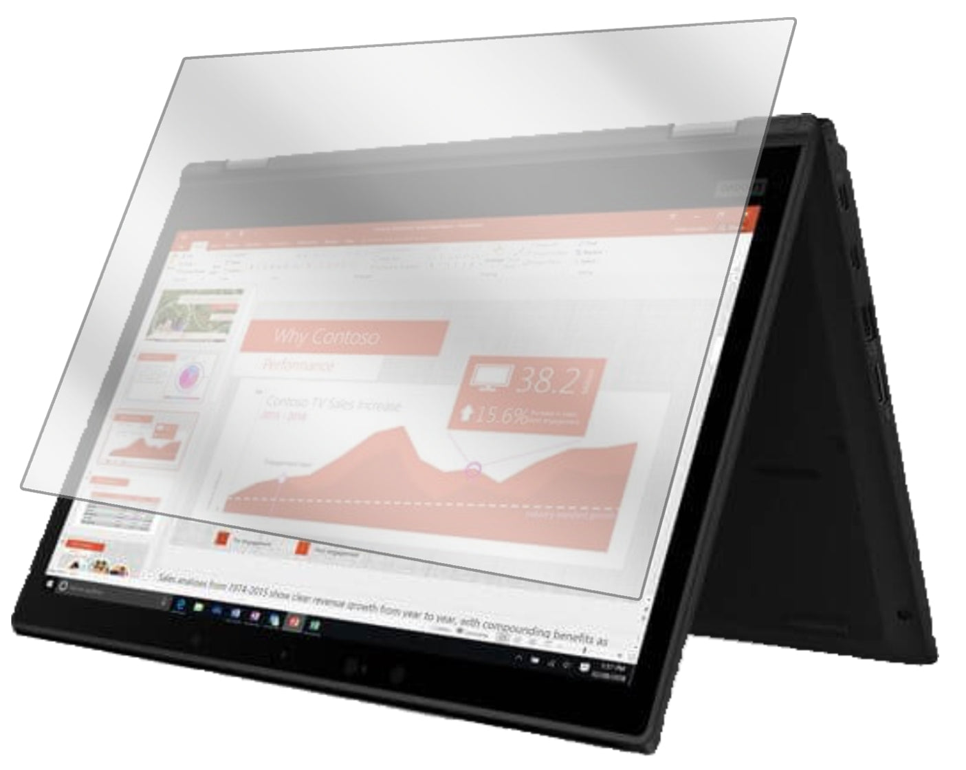 LenovoYoga X390 13.3 Zoll mit aufgebrachter dipos Displayschutzfolie, glasklare Darstellung ohne Einschränkungen