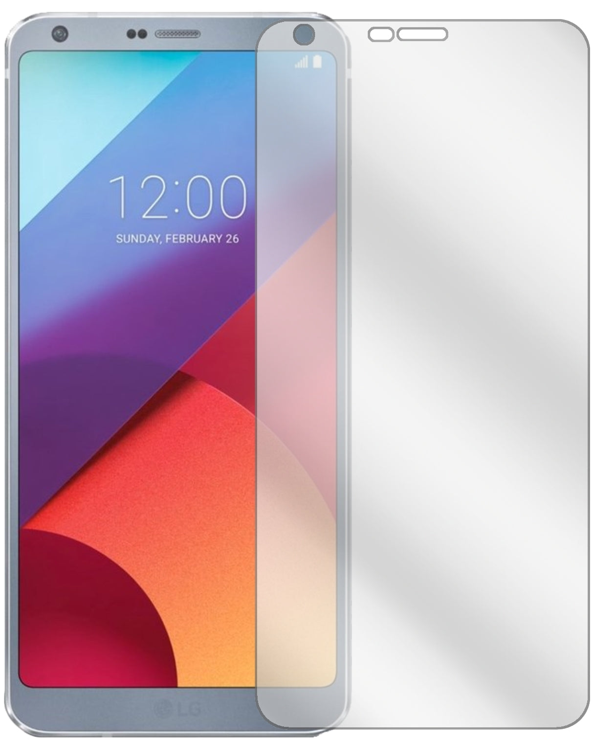 LGG6 mit aufgebrachter dipos Displayschutzfolie, glasklare Darstellung ohne Einschränkungen