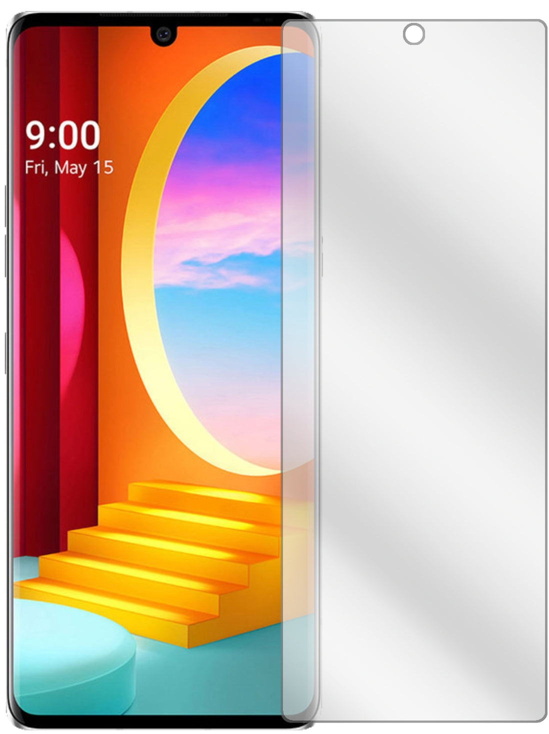 LGVelvet 4G mit aufgebrachter dipos Displayschutzfolie, glasklare Darstellung ohne Einschränkungen