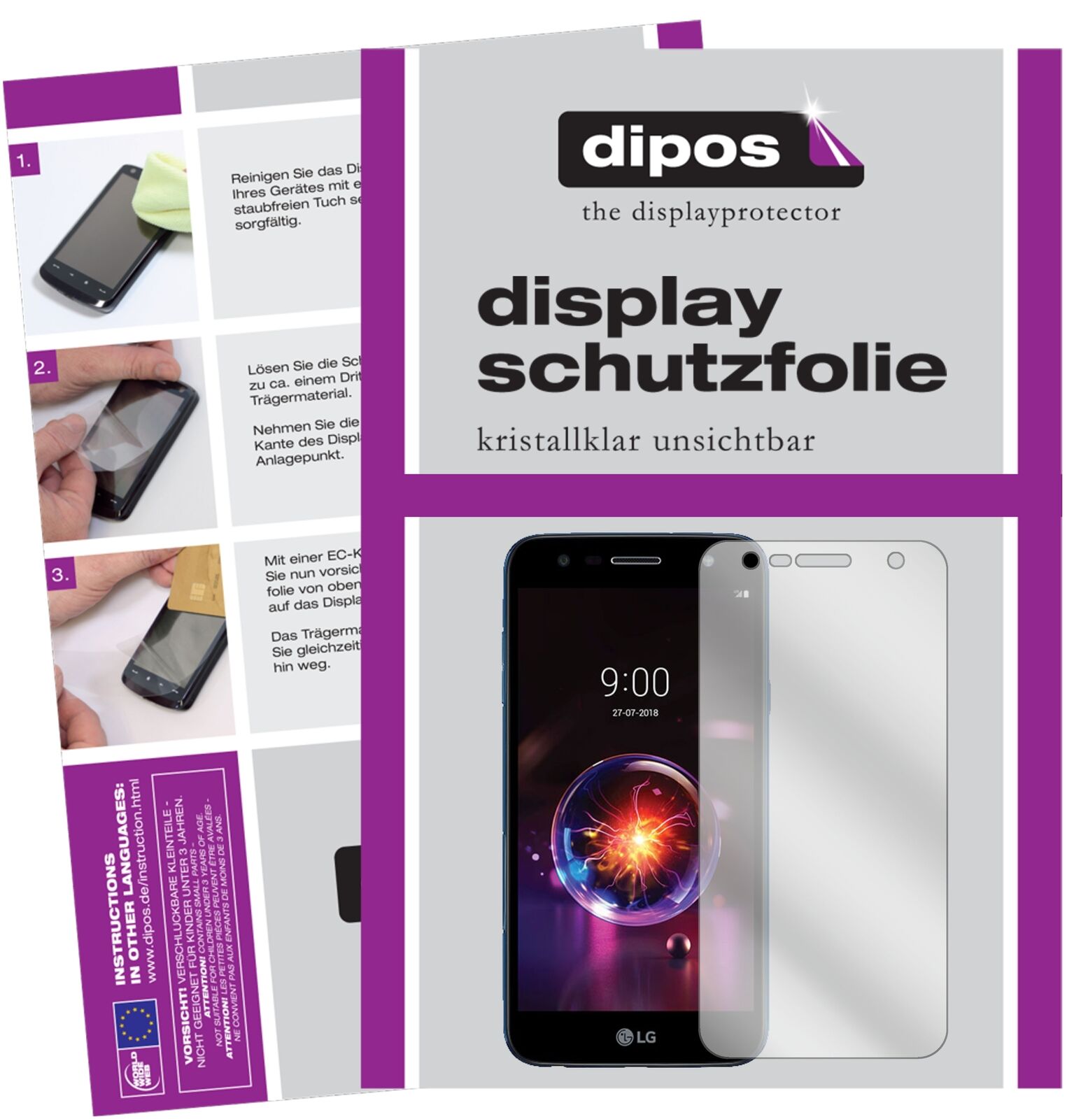 LGX power 3 mit aufgebrachter dipos Displayschutzfolie, glasklare Darstellung ohne Einschränkungen