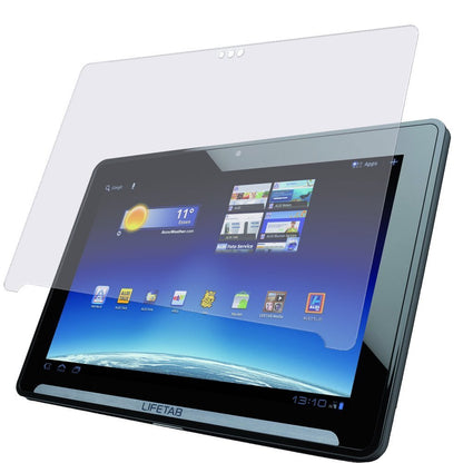 Lifetab P9514Medion mit aufgebrachter dipos Displayschutzfolie, die lästige Fingerabdrücke minimiert