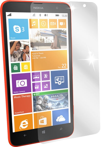 Lumia 1320Nokia mit aufgebrachter dipos Displayschutzfolie, glasklare Darstellung ohne Einschränkungen