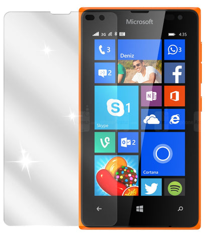 Lumia 532Microsoft mit aufgebrachter dipos Displayschutzfolie, glasklare Darstellung ohne Einschränkungen