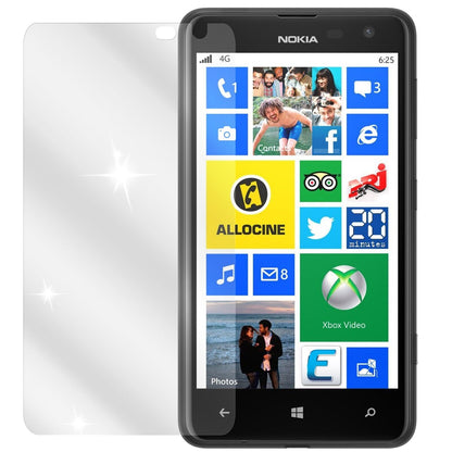 Lumia 625Nokia mit aufgebrachter dipos Displayschutzfolie, glasklare Darstellung ohne Einschränkungen