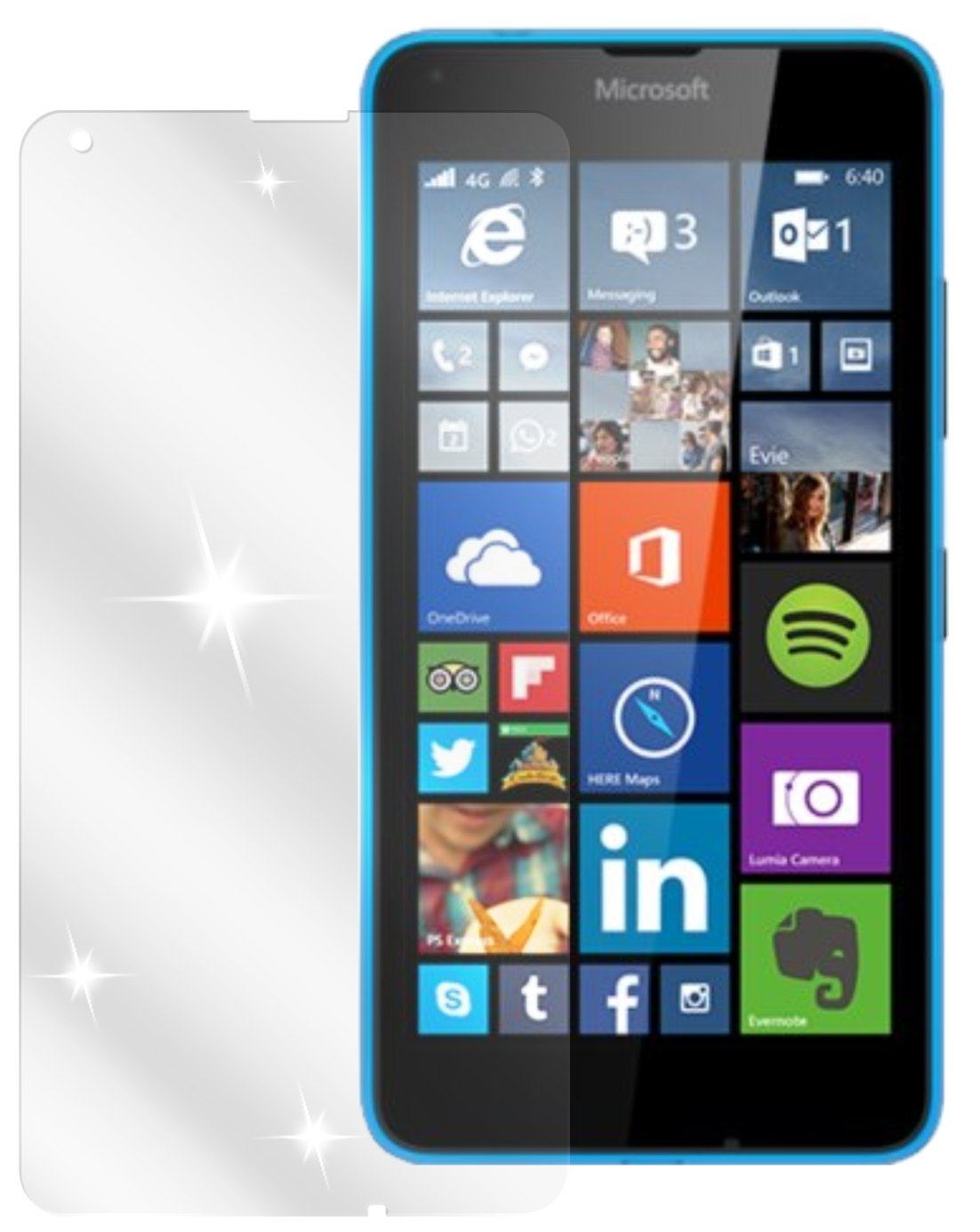 Lumia 640Nokia mit aufgebrachter dipos Displayschutzfolie, glasklare Darstellung ohne Einschränkungen