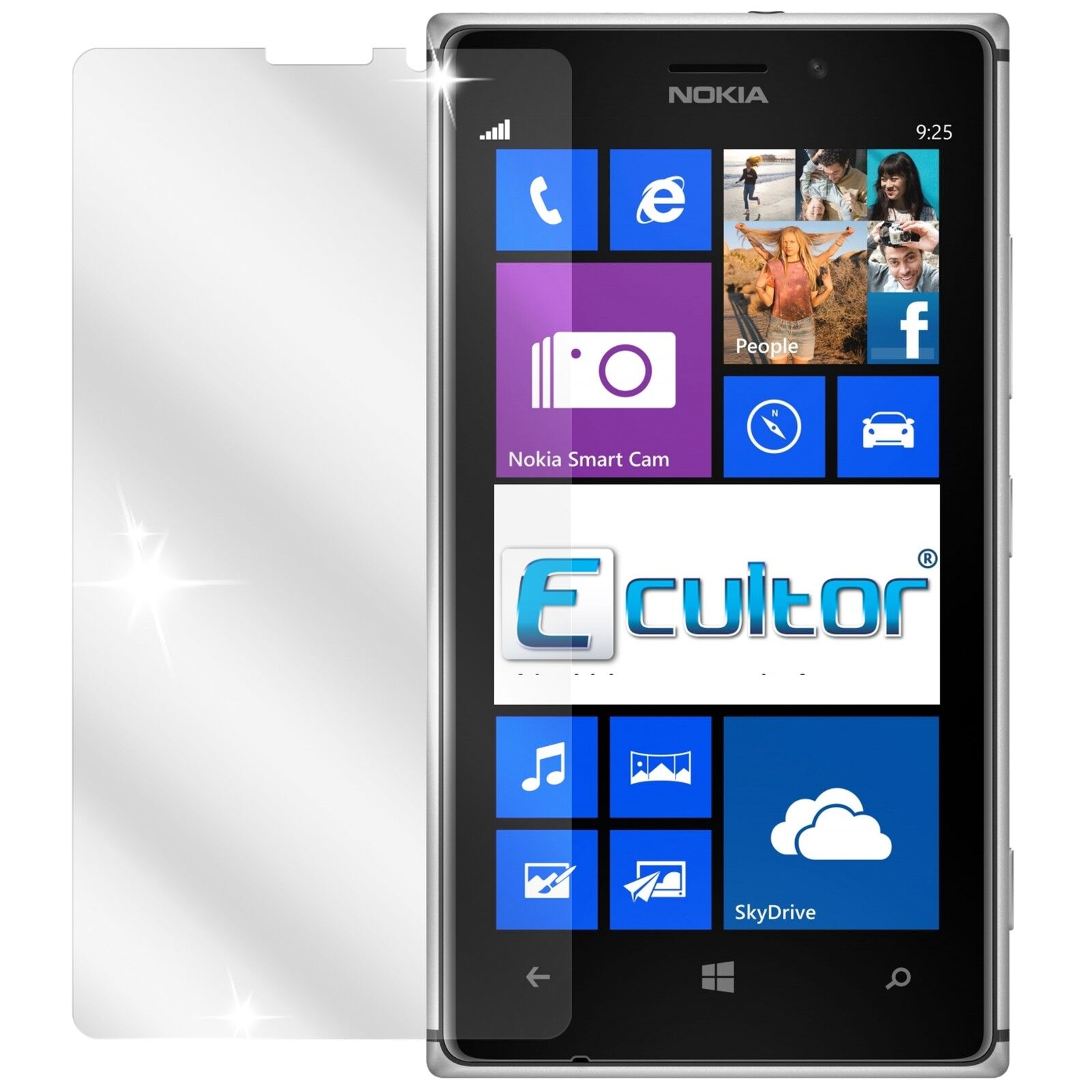 Lumia 925Nokia mit aufgebrachter dipos Displayschutzfolie, glasklare Darstellung ohne Einschränkungen