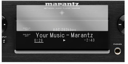 MarantzNA 6006 mit aufgebrachter dipos Displayschutzfolie, glasklare Darstellung ohne Einschränkungen