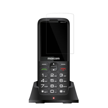 MaxComComfort MM445 4G mit aufgebrachter dipos Displayschutzfolie, glasklare Darstellung ohne Einschränkungen