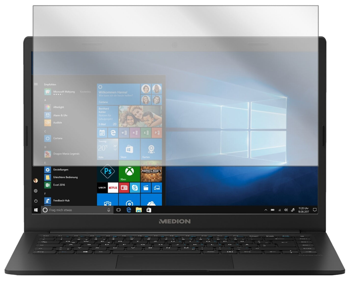 MedionAkoya E4254 Notebook mit aufgebrachter dipos Displayschutzfolie, glasklare Darstellung ohne Einschränkungen
