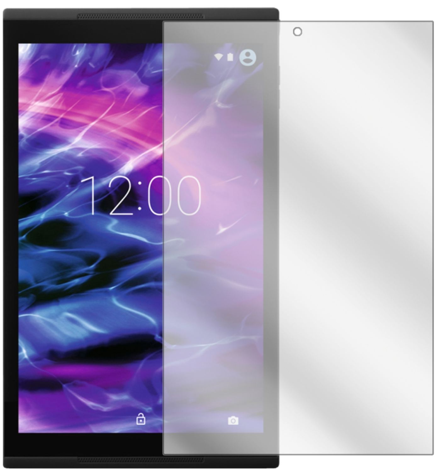 MedionLifetab X10302 mit aufgebrachter dipos Displayschutzfolie, glasklare Darstellung ohne Einschränkungen