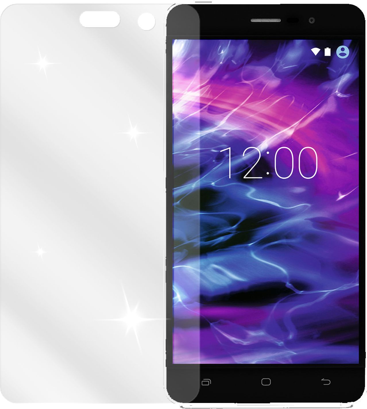 MedionS5504 mit aufgebrachter dipos Displayschutzfolie, glasklare Darstellung ohne Einschränkungen