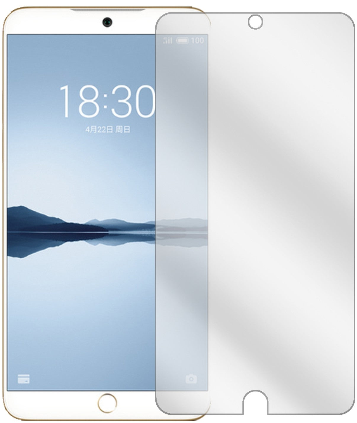 Meizu15 Plus mit aufgebrachter dipos Displayschutzfolie, glasklare Darstellung ohne Einschränkungen