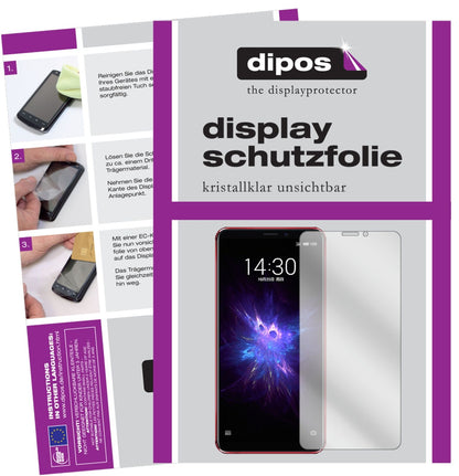 MeizuNote 8 mit aufgebrachter dipos Displayschutzfolie, glasklare Darstellung ohne Einschränkungen