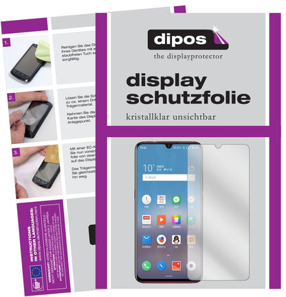 MeizuNote 9 mit aufgebrachter dipos Displayschutzfolie, glasklare Darstellung ohne Einschränkungen