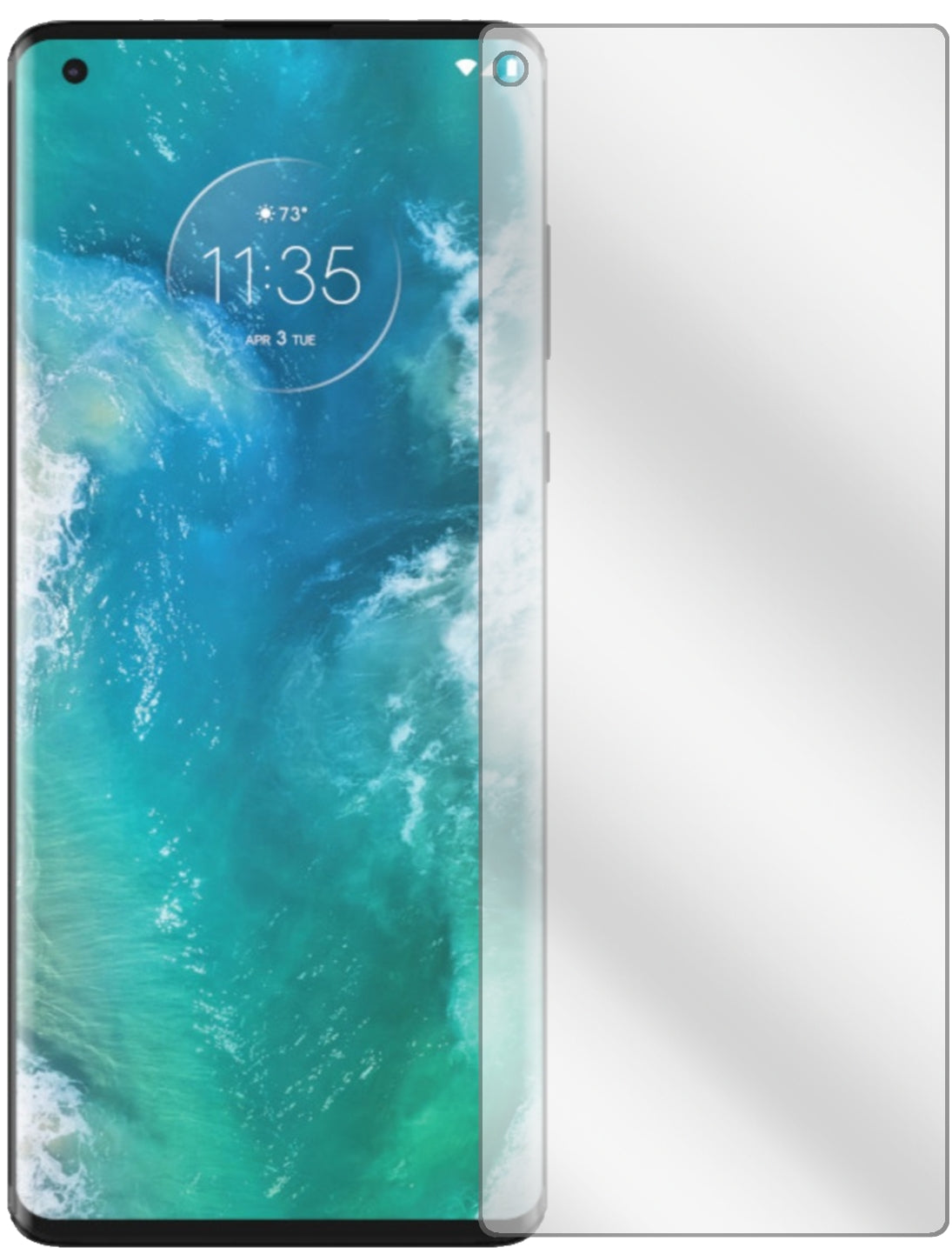 MotorolaEdge mit aufgebrachter dipos Displayschutzfolie, glasklare Darstellung ohne Einschränkungen