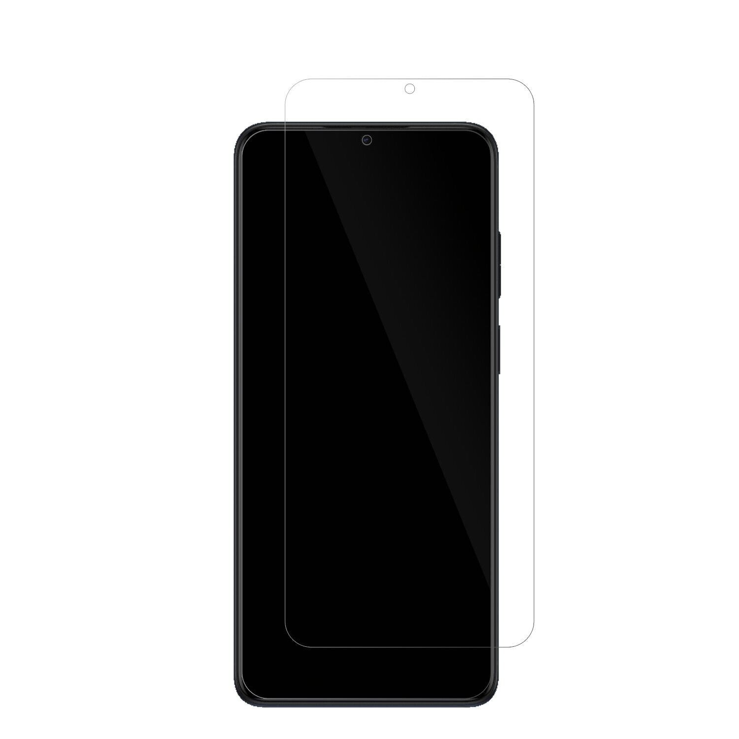 MotorolaMoto E22 mit aufgebrachter dipos Displayschutzfolie, glasklare Darstellung ohne Einschränkungen
