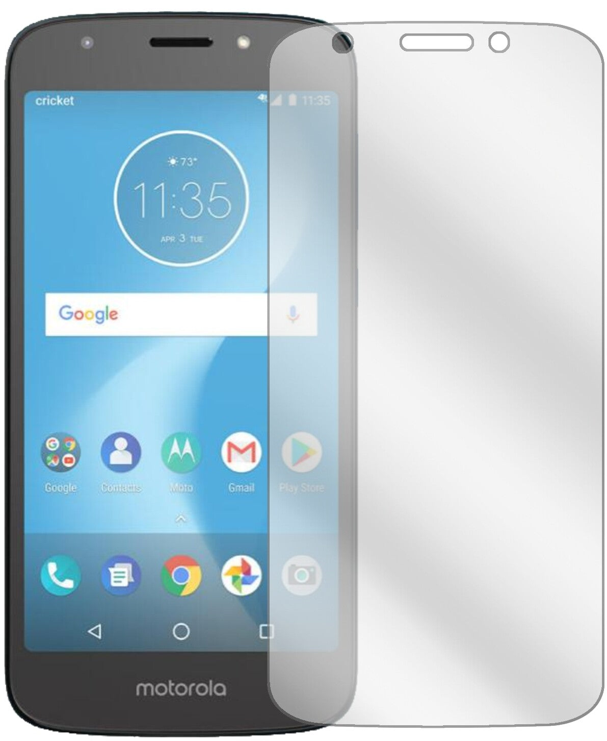 MotorolaMoto E5 Play SD425 mit aufgebrachter dipos Displayschutzfolie, glasklare Darstellung ohne Einschränkungen