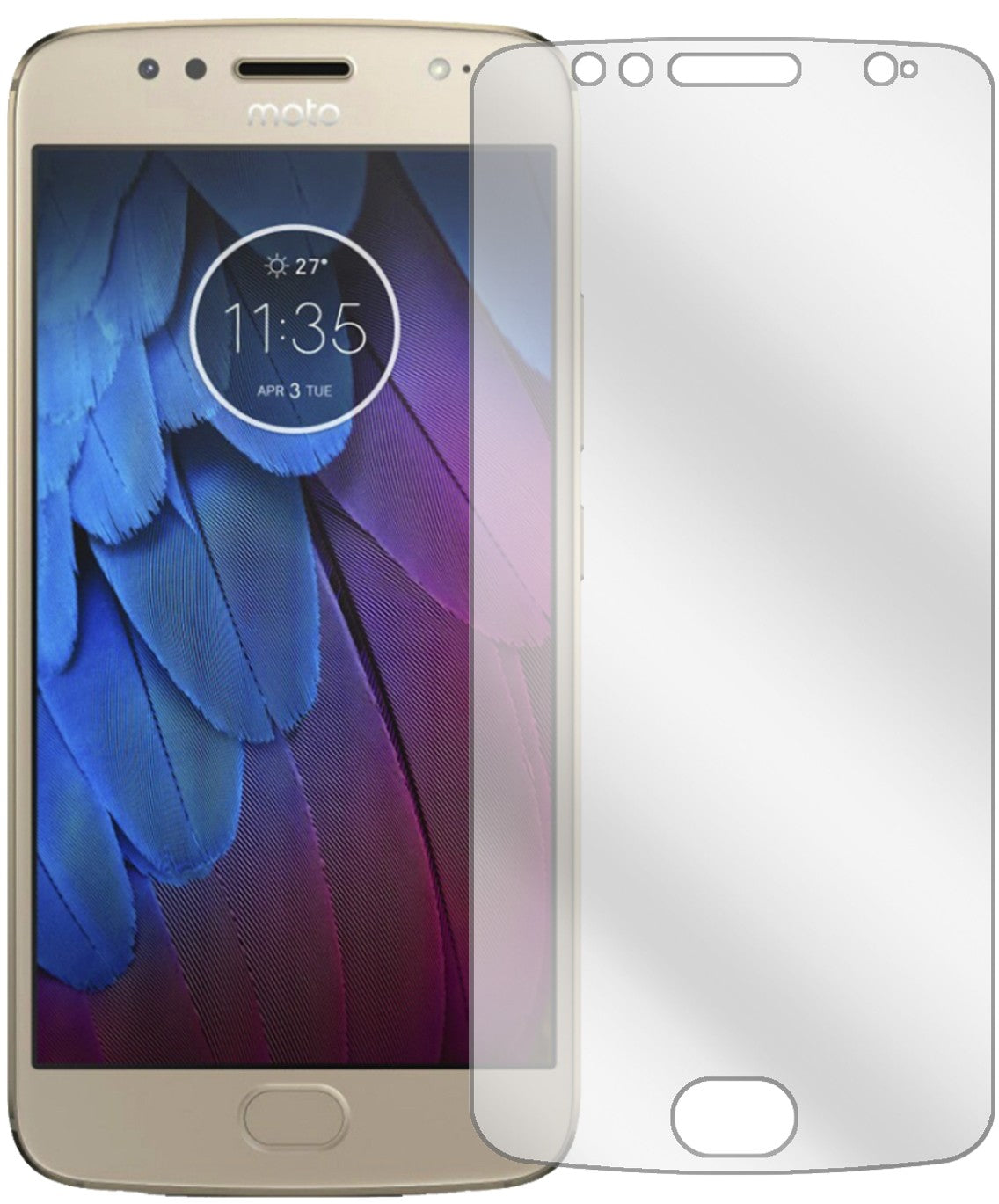 MotorolaMoto G5s Plus mit aufgebrachter dipos Displayschutzfolie, glasklare Darstellung ohne Einschränkungen