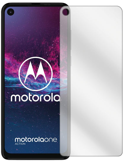 MotorolaOne Action mit aufgebrachter dipos Displayschutzfolie, glasklare Darstellung ohne Einschränkungen