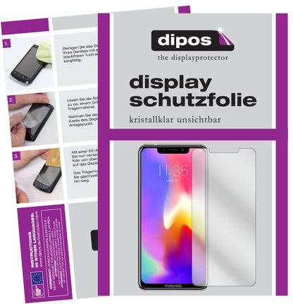 MotorolaP30 mit aufgebrachter dipos Displayschutzfolie, glasklare Darstellung ohne Einschränkungen