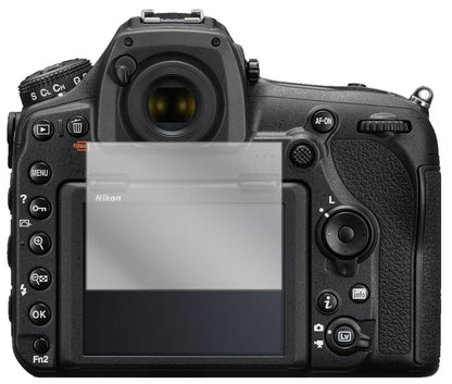 NikonD850 SLR mit aufgebrachter dipos Displayschutzfolie, glasklare Darstellung ohne Einschränkungen