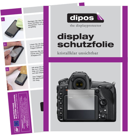 NikonD850 SLR mit aufgebrachter dipos Displayschutzfolie, glasklare Darstellung ohne Einschränkungen