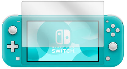 NintendoSwitch Lite mit aufgebrachter dipos Displayschutzfolie, glasklare Darstellung ohne Einschränkungen