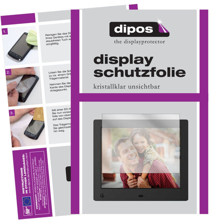 NIXAdvance 8 Zoll Digitaler Bilderrahmen mit aufgebrachter dipos Displayschutzfolie, glasklare Darstellung ohne Einschränkungen