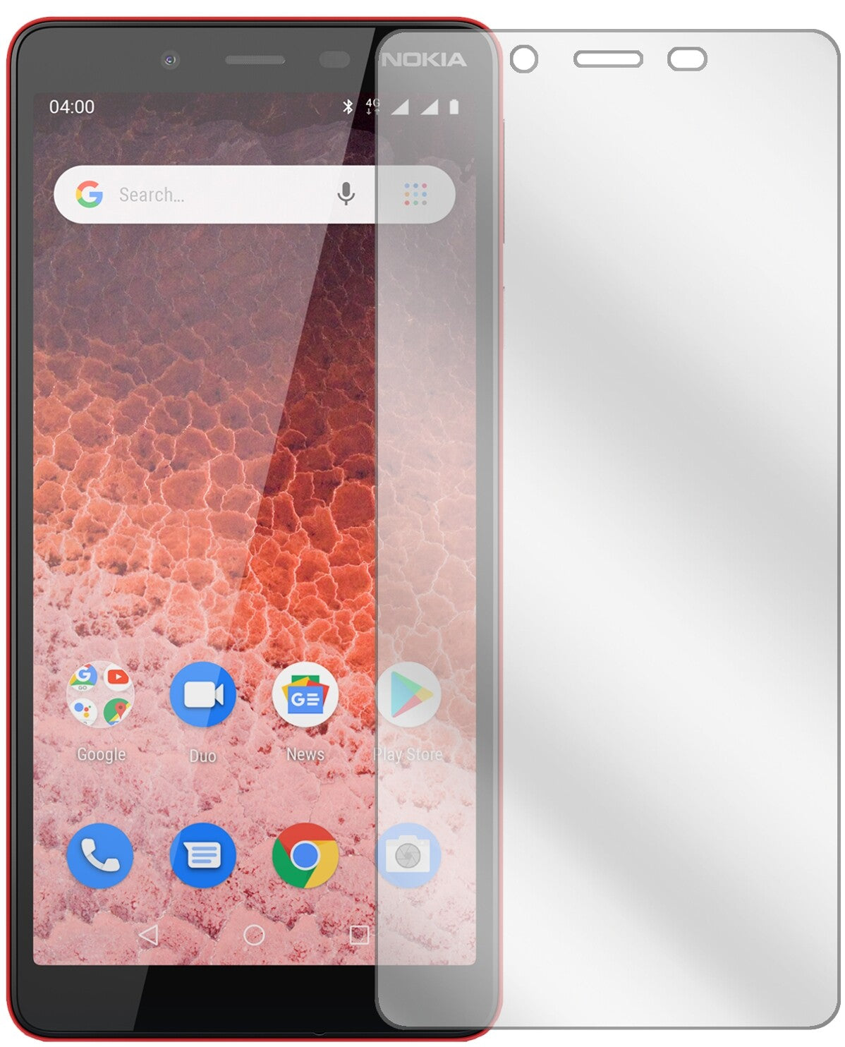 Nokia1 Plus mit aufgebrachter dipos Displayschutzfolie, glasklare Darstellung ohne Einschränkungen