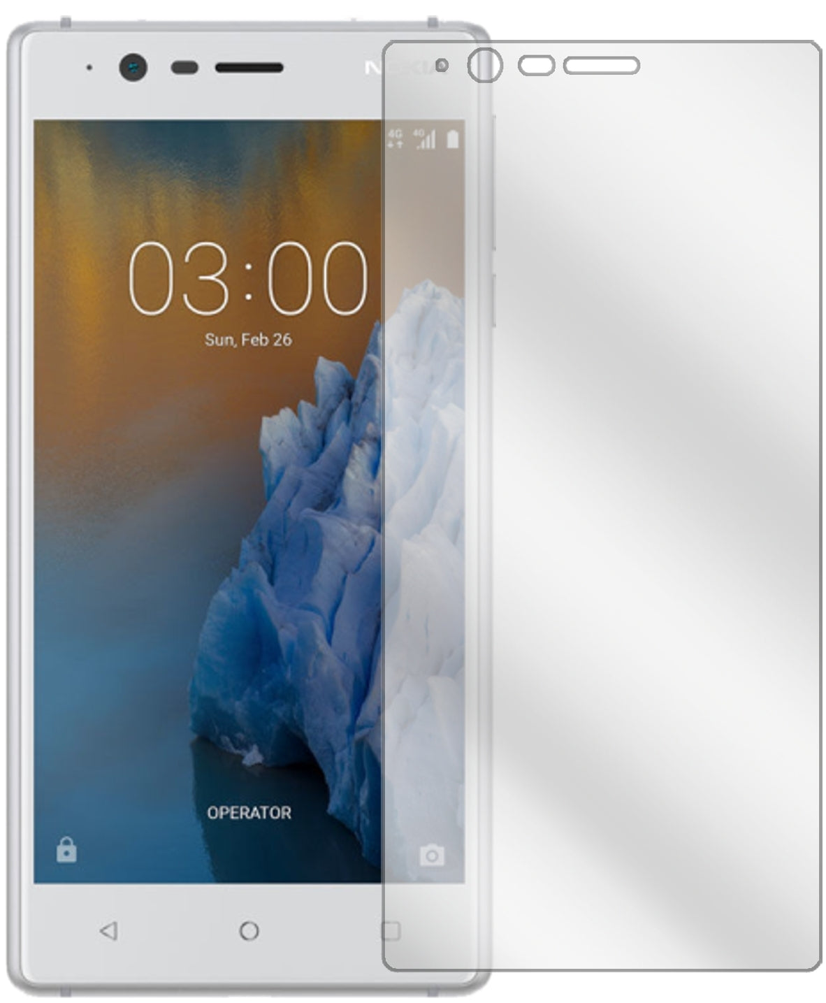 Nokia3 mit aufgebrachter dipos Displayschutzfolie, glasklare Darstellung ohne Einschränkungen