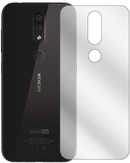 Nokia4.2 Rückseite mit aufgebrachter dipos Displayschutzfolie, glasklare Darstellung ohne Einschränkungen