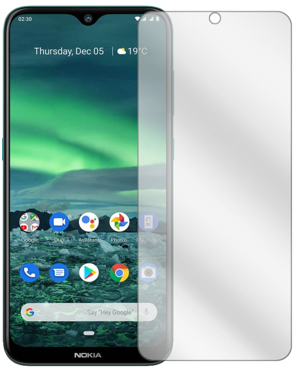 Nokia46083 mit aufgebrachter dipos Displayschutzfolie, glasklare Darstellung ohne Einschränkungen