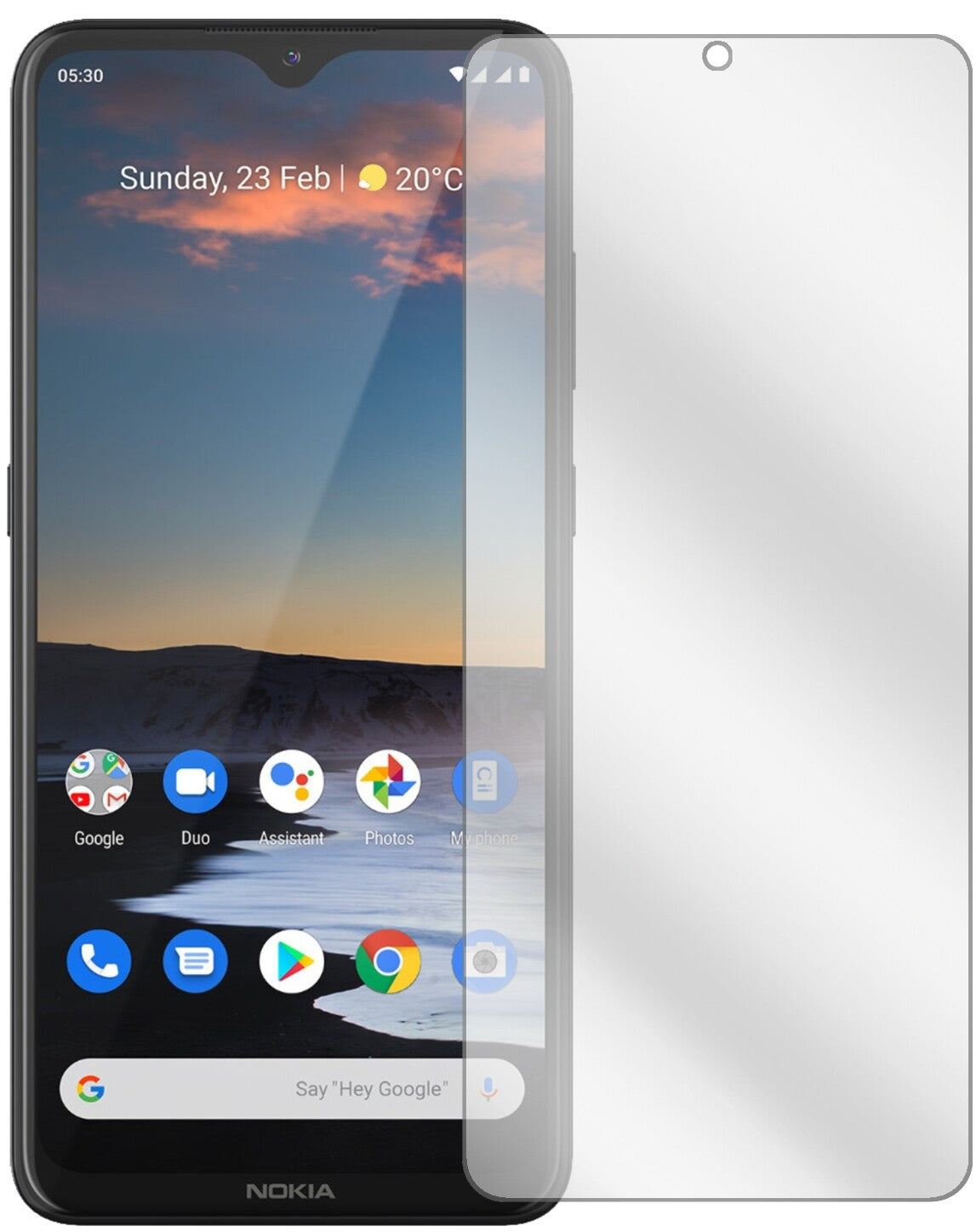 Nokia46086 mit aufgebrachter dipos Displayschutzfolie, glasklare Darstellung ohne Einschränkungen