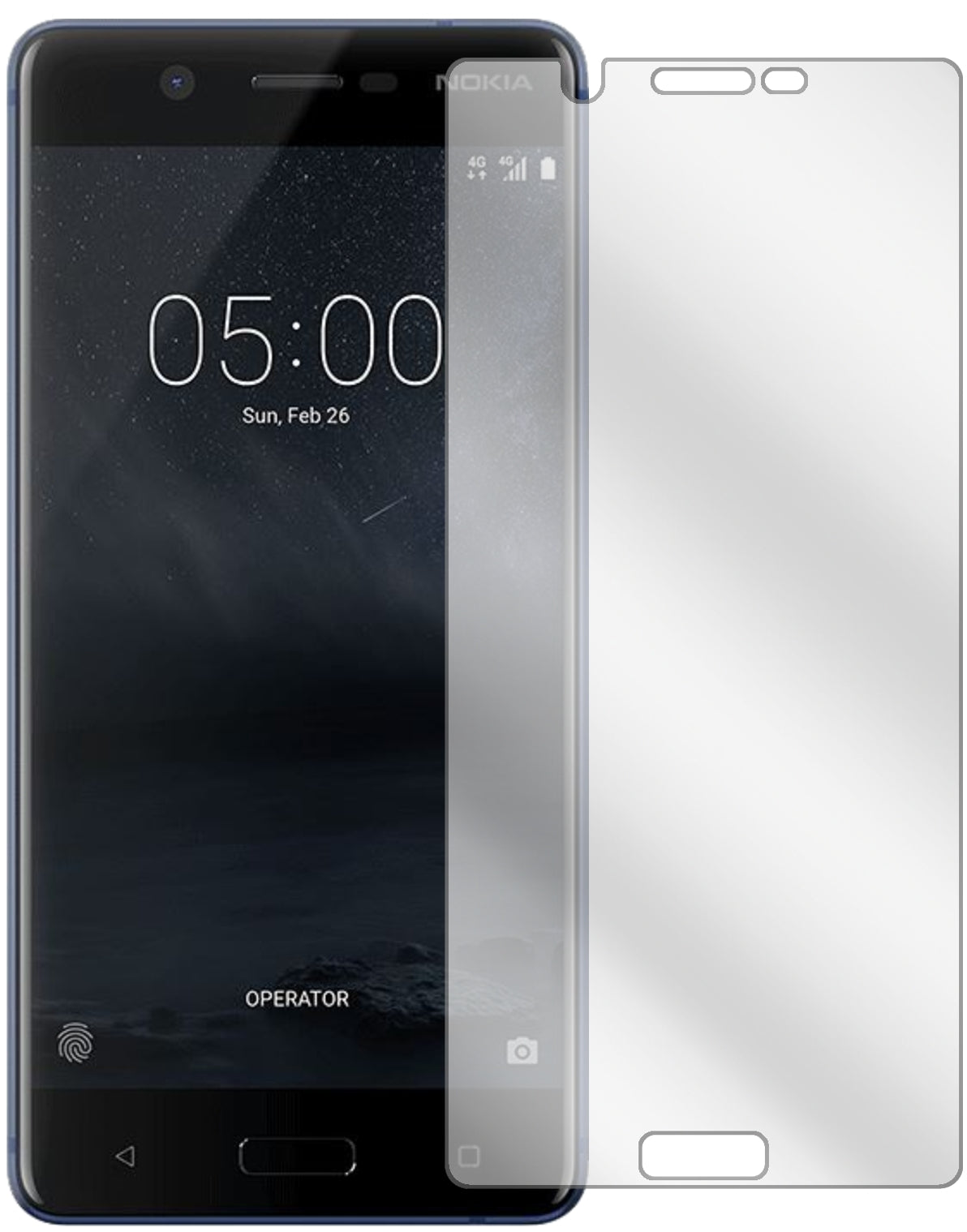 Nokia5 mit aufgebrachter dipos Displayschutzfolie, glasklare Darstellung ohne Einschränkungen