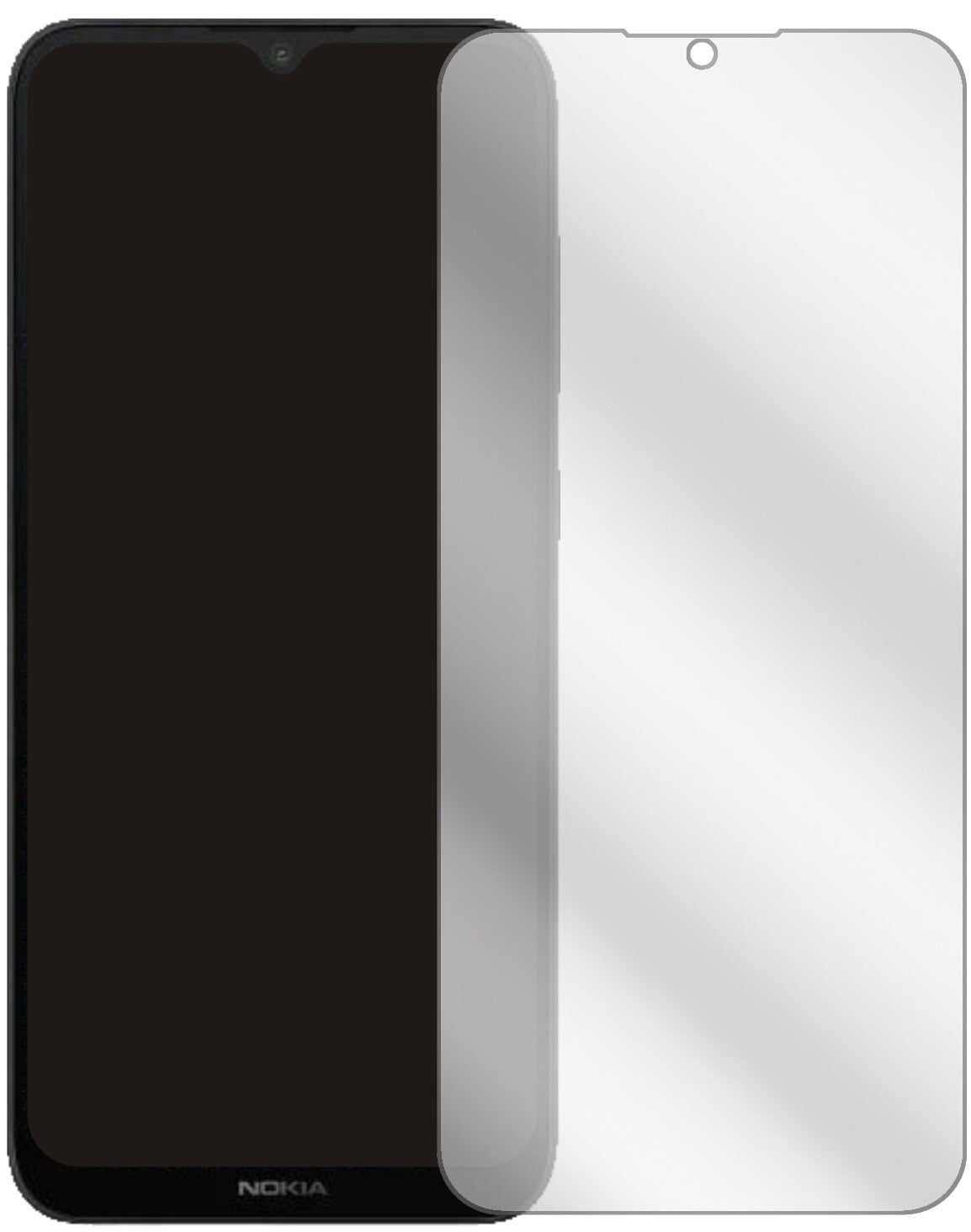 NokiaC20 Plus mit aufgebrachter dipos Displayschutzfolie, glasklare Darstellung ohne Einschränkungen