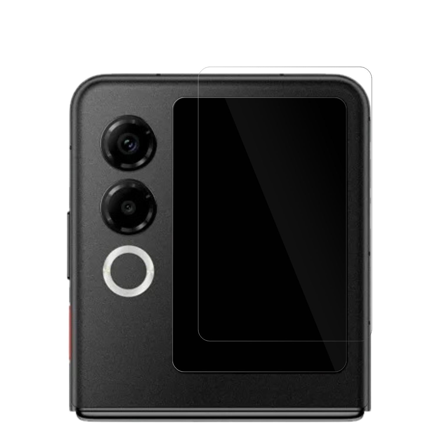 NubiaZTE Flip 2 5G Außenseite mit aufgebrachter dipos Displayschutzfolie, glasklare Darstellung ohne Einschränkungen